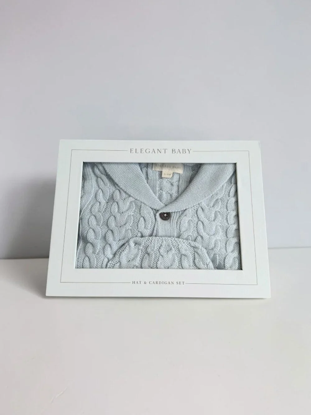 ELEGANT BABY Blue Cardigan Sweater and Hat Set Size 6-9 Months NEW NIB
